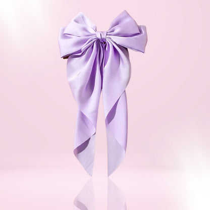 Handmade Lilac Satin Hair Bow Clip